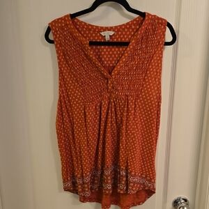 Lucky Brand Rust Sleeveless Blouse Size Large EUC